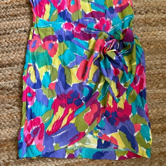 Vintage Dawn Joy Medium Floral Sleeveless Wrap Dress - Picture 4 of 8